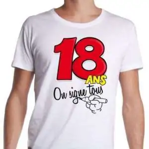 Tee-shirt 18 ans à dédicacer avec stylo feutre