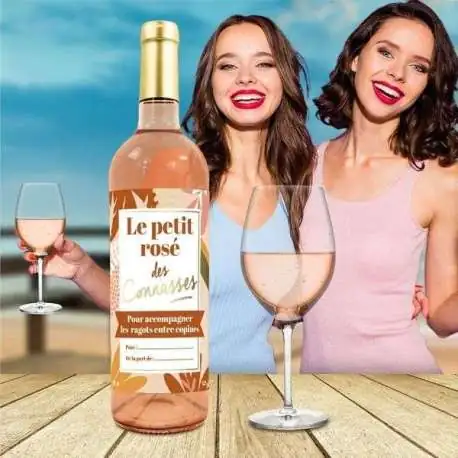 Bouteille de Vin humoristique le Petit Rosé des Connasses drôle