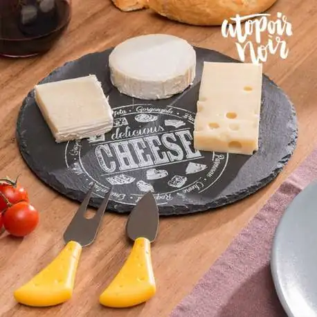 Plateau à fromage en ardoise véritable traitée anti-tâches - On