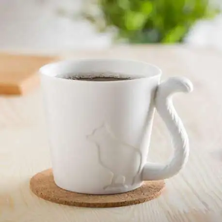 Mug en céramique chat avec anse queue de l'animal - Totalcadeau