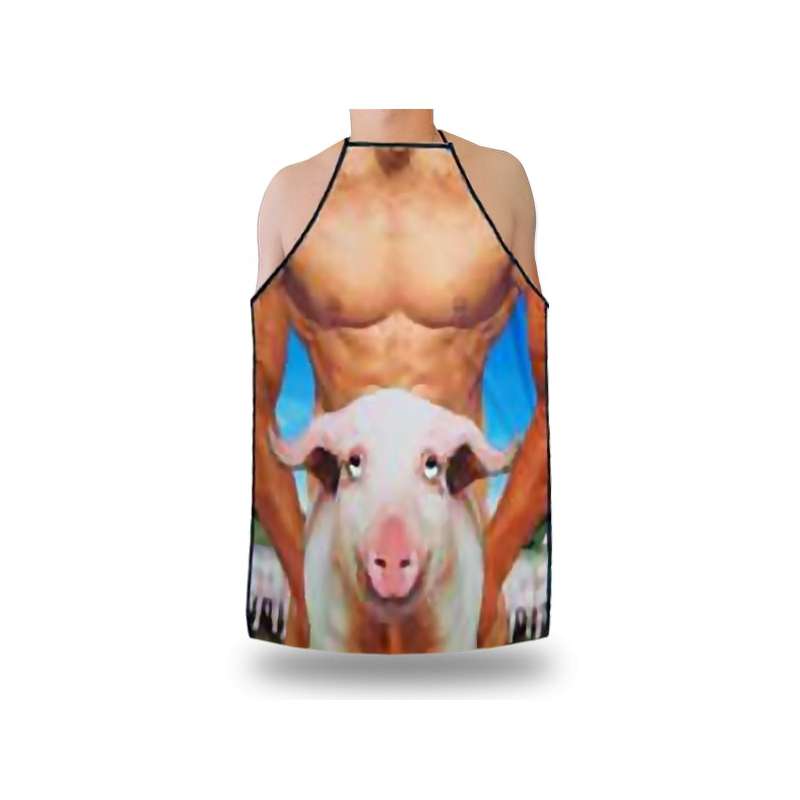 Tablier Humoristique Homme Muscle Et Son Cochon Drole Marrant Sexy Totalcadeau