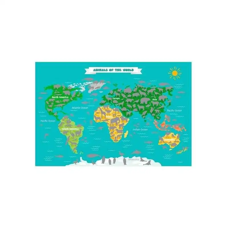 Mappemonde Planisphère des animaux carte du monde à gratter - Totalcadeau