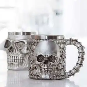 Tasse en acier inoxydable tête de mort - Mug crâne en 3D