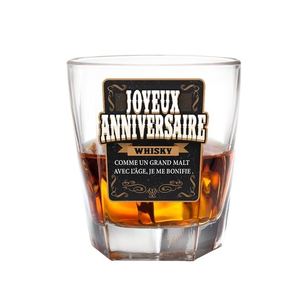 Verre A Whisky Avec Message Joyeux Anniversaire Ebay